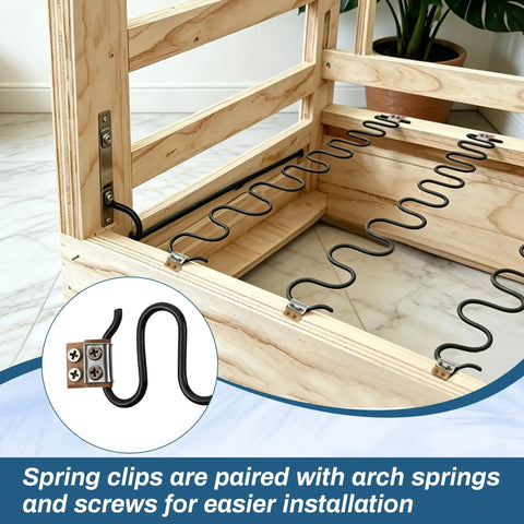 Heavy Duty Couch Spring Repair Kit To Patch Up Sagging Seats Fast All In One Upholstery Rebound Tool with spring clips and arch springs.