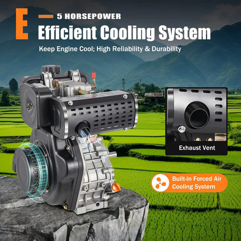 5HP Diesel Engine 247cc 4 Stroke Single Cylinder Hand Start With 3600 RPM detailed view on cooling system and exhaust vent