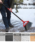 Kick Up Dust Heavy Duty Angle Broom With Rust Resistant Handle And Split End Bristles For Indoor Outdoor Cleaning Perfect For Kitchen Garage And Industrial Courtyards Dang Tough Commercial Floor Sweeper in use on pavers.
