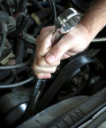 Person using 35mm Jumbo Combination Wrench Chrome Plated With Raised Panel Design on engine for high torque nuts and bolts