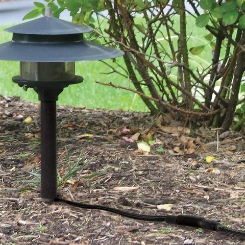 Outdoor landscape with Ace Wire Connector With Fast Curing Heat Shrink connecting pathway lamp in garden