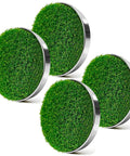 Backyard Golf Putting Green Hole Cup Set With Metal Base Four Piece Practice Kit showing green realistic cup covers