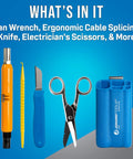 5 Piece Telecom Installer Kit With Can Wrench, Ergonomic Splicing Knife, Electrician Scissors, Probe Pick, and Tool Pouch