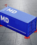 Four Piece Heavy Duty Machinery Skate Dollies Built For 13200 Lbs Loads With Sturdy PU Tires For Smooth Gear Haulin And Easy Warehouse Moves Without Breaking A Sweat On Your Shop Floor In Red under a blue shipping container.