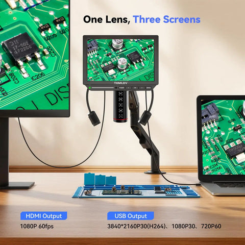 Autofocus 4K Digital Microscope With 8 Inch Screen And HDMI Output Pro Grade Soldering Microscope With Flexible Arm AI Auto Focus 52MP LCD Display Great For Electronics Repair Coins And Precision Work on PCB bench