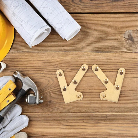 Brass Concealed Down Pivot Door Hinges 4 Pack For Metal And Glass Doors Heavy Duty Door Hardware on wooden surface with tools