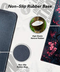 Pink Flower Extended Gaming Mouse Pad XL With Non Slip Base And Stitched Edges, rubber base detail, floral design visible on side