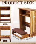 Solid Wood Prayer Bench With Shelf Comfy Cushioned Kneeler And Table Chair Rustic 23 X 20 X 32 Inches Padded Kneeler for Devotion