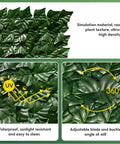 Artificial Ivy Privacy Fence Screen 120x40 Inch Faux Hedge Wall For Patio Balcony Garden Backyard; close-up of leaf texture and features.