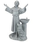 Saint Francis Of Assisi Garden Statue With Bird Bath Feeder For Outdoor Yard Art 19 Inch Cast Stone Resin In Gray Stone Finish