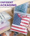 Heavy Duty Zip Seal Storage Bags 8x10 Inches 8 Mil Thick Tear Resistant Airtight Reusable 25 Pack Built For Home Kitchen Office And Travel Organization Tough As Nails. clear bags storing folded shirts and towels in a cabinet