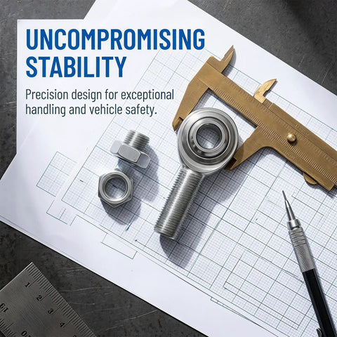 3/4 Inch Steel Heim Joint Rod End With Two Nuts And Right Hand Thread For Quick Installation on blueprint with measuring tools.