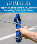 Overlash Cable Roller Kit Beefy Heavy Duty 1 Inch Cable Capacity Tool with Nylon Wheel in Use