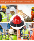 Hard Hat Sun Shade Visor For Outdoor Work, V Gard Full Brim Compatible Hardhat Attachment on construction workers