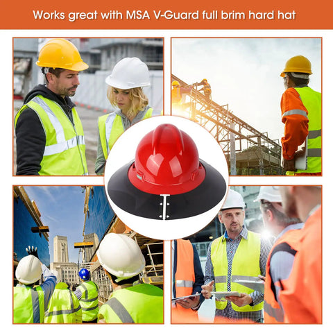 Hard Hat Sun Shade Visor For Outdoor Work, V Gard Full Brim Compatible Hardhat Attachment on construction workers
