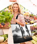 Woman holding lettuce with Western Desert Cowboy Style Insulated Cooler Bag at a farmers market, showcasing bag capacity.
