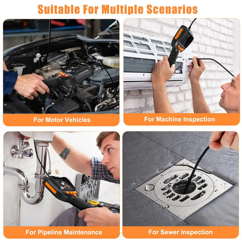 Lighted Borescope With 4.3 Inch HD Display And 5.5mm Waterproof Lens For Cars, Pipes And Tight Spots, 6.6 Feet Cable, 180 Degree Rotatable View, Color Adjust And Zoom For Quick, Easy Inspections used in car, pipe, and sewer inspection
