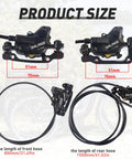 Dope Dual 2-Piston Hydraulic Disc Brake System For E-Bikes, size indications, hose length 800mm and 1550mm, rear caliper