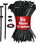 Heavy Duty Nylon Cable Tie Buckle Set 6 Inch Universal Zip Tie Clips with 10 Washers Snap On Fasteners for Cars