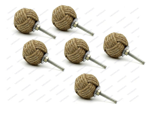 Jute Rope Drawer Knobs And Knob Pulls For Cabinets And Wardrobes Nautical Hardware Decor 35 Mm Pack Of 6 Hand Crafted Crisscross Knot Cabinet Handles For Dresser And Cupboard Renovation With A Beachy Coastal Vibe. Pack of 6 jute rope cabinet knobs with screws
