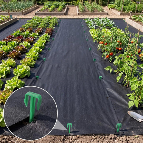 200 Pack 4 Inch Biodegradable Landscape Stakes For Landscape Fabric Weed Barrier And Turf Sod Staples in garden setup