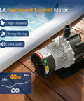 Slick Replacement Hot Tub Circulation Pump Delivers Smooth 5.8 Gpm Water Flow With An Efficient 1/25 Hp Motor And Standard 3/4 Inch Barb Fittings For No Sweat Spa Maintenance on wooden deck.