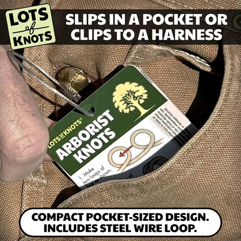 Arborist Knots Knot Cards For Tree Climbing And Trimming Waterproof 14 Page Pocket Guide with wire loop in a pocket