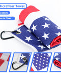 Magnetic Golf Club Cleaning Kit With American Flag Towels, Dual Pack Groove Brush And Groove Pick, Microfiber Towels