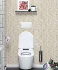 Bathroom wall with Geometric Hexagon Peel And Stick Wallpaper Removable Self Adhesive Vinyl Film For Walls And Shelves And Drawers And Furniture 17.71 Inch By 118 Inch Roll Easy To Apply No Mess Home Makeovers