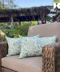 Pack Of 2 12x20 Patio Lumbar Pillows Waterproof Outdoor Cushions With Inner Fill Cozy Fade Resistant Decorative Garden Cushions on wicker chair