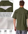 Moisture Wicking Quick Dry Safari Shirt For Men With UPF 50 Sun Protection Short Sleeve Hiking Camping Shirt Olive Green XXL back view