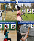 Archery Target Paper Set For Backyard Practice And Hunting With No Fuss Fixing, various outdoor and indoor archery setups shown