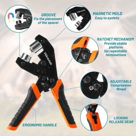 Heavy Duty Grommet Kit With One Quarter Inch And Three Eighth Inch Dies, Four Hundred Eyelets In 6mm And 10mm, Magnetic Eyelet Pliers