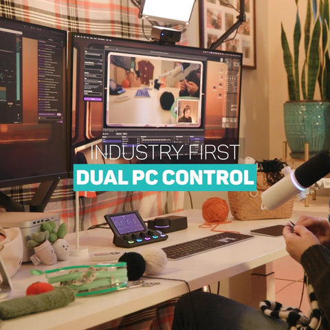 USB XLR Audio Interface For Creators With Built In DSP Mic Chain setup with dual PC control for streaming, gaming, podcasting