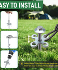 Built Tough Heavy Duty Ground Anchors Screw In Stakes 12 Inch 4 Pack installation guide with drill socket and rope attachment.