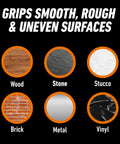 Image showing Mini Duct Tape To Go Travel Size 1 Inch By 10 Yards Black Pack Of 2 gripping wood, stone, stucco, brick, metal, vinyl surfaces.