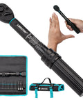 Bike Torque Wrench One Quarter Inch Drive Five To Twenty Five Newton Meters Micro Click Set with Hex and Torx Sockets