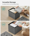 Mazie Folding Storage Ottoman Foot Rest Stool With Quick Foldaway Design, GoTo Space Saver for versatile storage, gray