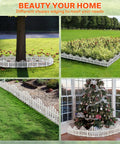 No Dig Garden Edging Border Set 13 Ft Landscape Edging Pearl White 9.3 Inch Tall used around a tree, flower bed, path, and Christmas tree