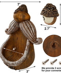 Tree Face Bird Feeder Outdoor Decor With Glow In The Dark Eyes Old Man Tree Hugger Sculpture Dope Yard Art Garden Ornament For Birds And Birdwatchers Perfect For Gardens And Lawns with measurements and screws shown.