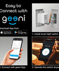 Installation and operation instructions for 4 Pack Smart WiFi Light Switch No Hub Needed with app control, works with Alexa and Google.