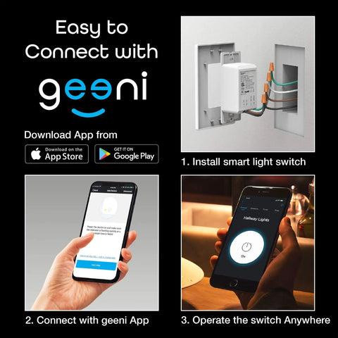 Installation and operation instructions for 4 Pack Smart WiFi Light Switch No Hub Needed with app control, works with Alexa and Google.