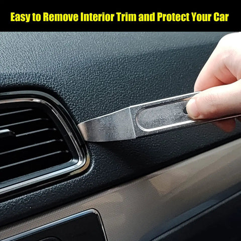 Using 4140 Stainless Steel Pry Tool Set on car interior trim for no-scratch removal.