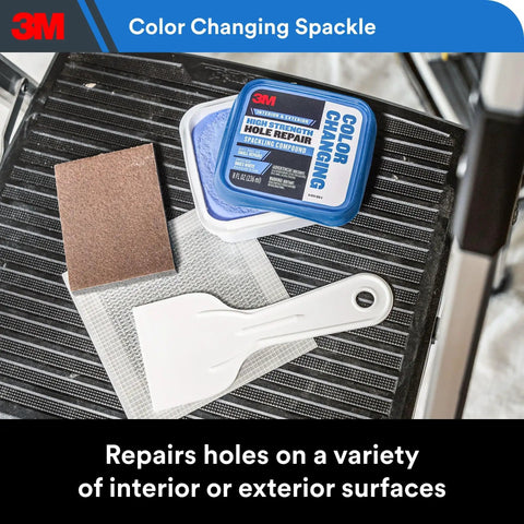 High Strength Drywall Hole Repair Kit With Color Changing Spackling Compound 12 Oz Includes Putty Knife Patch And Sanding Pad
