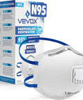 N95 Masks For Adults NIOSH Approved 20 Pack Valved Particulate Respirator With Comfort Plus Seal in front of packaging