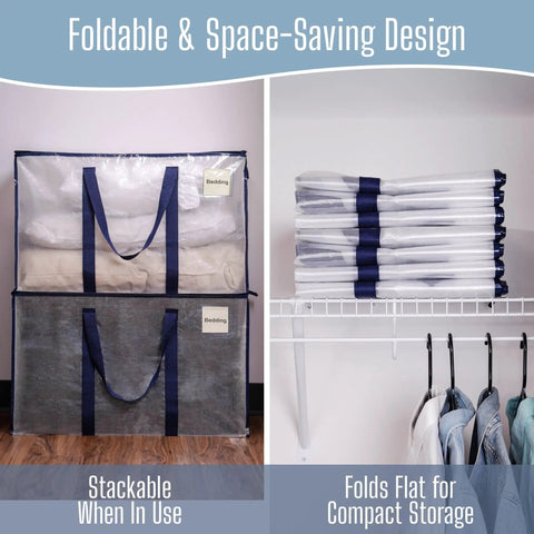 Heavy Duty Moving Bags Set Hassle Free Extra Large Storage Bags With Reinforced Handles And Strong Zippers Foldable And Reusable