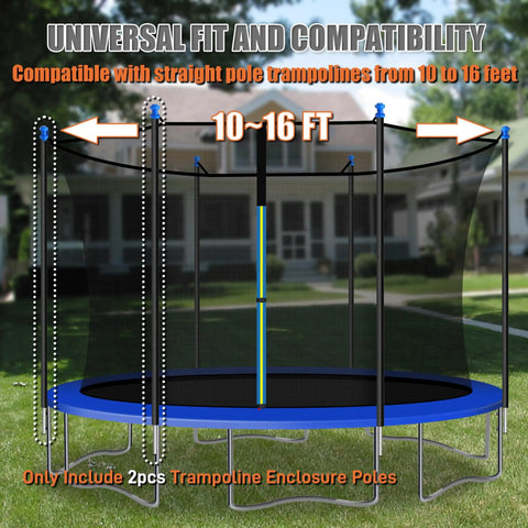 Kick Up Some Serious Backyard Fun With These Heavy Duty Universal Replacement Trampoline Poles designed for straight enclosure sets, 10 to 16 ft.