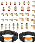 CheeMuii brass DOT air line fittings kit with 50ft 1/4" and 32.8ft 3/8" hoses; push-to-connect and NPT fittings.