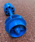 Blue axial flow water turbine from a Rugged 2000W Hydroelectric Generator For Off Grid Power 220V Single Phase with copper coil.