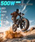 Person riding Beast Built Fat Tire Electric Bike For Adults With 1500W Peak Motor 60 Mile Range 48V 15Ah in a desert terrain.
